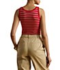 Lauren Ralph Lauren Ribbed Knit Stripe Scoop Neck Sleeveless Tank Tee - Image 2