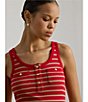 Lauren Ralph Lauren Ribbed Knit Stripe Scoop Neck Sleeveless Tank Tee - Image 5