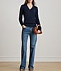 Lauren Ralph Lauren Ribbed Knit V-Neck Long Sleeve Cricket Sweater Top - Image 4