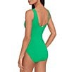 Color:Green - Image 3 - Ring Over The Shoulder Underwire One Piece Swimsuit