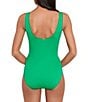 Color:Green - Image 2 - Ring Over The Shoulder Underwire One Piece Swimsuit
