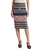 Color:Multi - Image 1 - Rishona Textile Print Knee Length Pencil Skirt