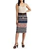 Color:Multi - Image 3 - Rishona Textile Print Knee Length Pencil Skirt
