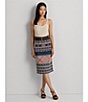 Color:Multi - Image 4 - Rishona Textile Print Knee Length Pencil Skirt