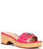 Color:Sports Pink - Image 1 - Roxanne Crocodile Embossed Leather Cork Platform Clog Slide Sandals
