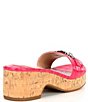 Color:Sports Pink - Image 2 - Roxanne Crocodile Embossed Leather Cork Platform Clog Slide Sandals