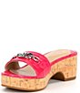 Color:Sports Pink - Image 4 - Roxanne Crocodile Embossed Leather Cork Platform Clog Slide Sandals