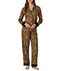 Lauren Ralph Lauren Sateen Leopard Print Long Sleeve Notch Collar Pajama Set - Image 1