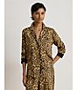 Lauren Ralph Lauren Sateen Leopard Print Long Sleeve Notch Collar Pajama Set - Image 4