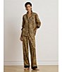 Lauren Ralph Lauren Sateen Leopard Print Long Sleeve Notch Collar Pajama Set - Image 6