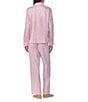 Color:Pink Stripe - Image 2 - Sateen Striped Long Sleeve Notch Collar Long Pant Pajama Set