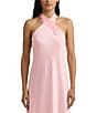 Color:Pink Opal - Image 3 - Satin Charmeuse Halter Neck Sleeveless Dress