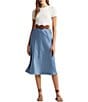 Color:Blue/White - Image 3 - Satin Charmeuse Polka-Dot Print Pull-On A-Line Coordinating Skirt