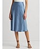 Color:Blue/White - Image 4 - Satin Charmeuse Polka-Dot Print Pull-On A-Line Coordinating Skirt