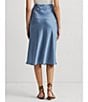 Color:Blue/White - Image 5 - Satin Charmeuse Polka-Dot Print Pull-On A-Line Coordinating Skirt