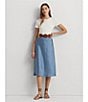Color:Blue/White - Image 6 - Satin Charmeuse Polka-Dot Print Pull-On A-Line Coordinating Skirt