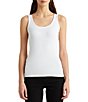 Color:White - Image 1 - Scoop Neck Sleeveless Tank Top