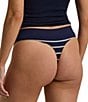 Color:Navy - Image 2 - Seamless Striped Jersey Thong