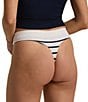 Lauren Ralph Lauren Seamless Striped Jersey Thong, Color:Silk White - Image 2