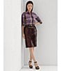 Color:Vintage Burgundy - Image 4 - Sequin Pencil Skirt