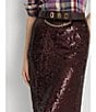 Color:Vintage Burgundy - Image 5 - Sequin Pencil Skirt
