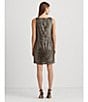 Color:Olive/Bronze - Image 5 - Sequin Scoop Neckline Sleeveless Shift Dress