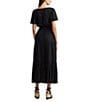 Color:Black - Image 2 - Shadow Gingham Surplice V-Neck Short Sleeve Tie Front Midi Dress