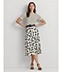 Color:Cream - Image 6 - Sharae Satin Charmeuse Printed A-Line Midi Skirt