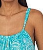 Color:Turquoise Print - Image 3 - Short Scoop Neck Strappy Jersey Knit Paisley Ruffle Hem Chemise