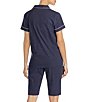 Color:Navy Dot Print - Image 2 - Short-Sleeve Bermuda Coordinating Pajama Set