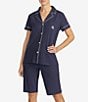 Color:Navy Dot Print - Image 3 - Short-Sleeve Bermuda Coordinating Pajama Set
