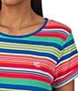 Color:Multi Stripe - Image 3 - Short Sleeve Crew Neck Jersey Knit Striped Nightshirt