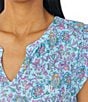 Color:Turquoise Print - Image 3 - Short Sleeve Split Neck Cotton Knit Paisley Flounce Nightgown