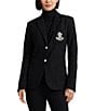 Lauren Ralph Lauren Signature Bullion Patch Two Button Jacquard Blazer, Color:Black - Image 1