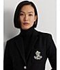 Lauren Ralph Lauren Signature Bullion Patch Two Button Jacquard Blazer, Color:Black - Image 4