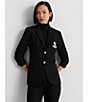 Lauren Ralph Lauren Signature Bullion Patch Two Button Jacquard Blazer, Color:Black - Image 5