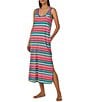 Color:Multi Stripe - Image 1 - Sleeveless Jersey Knit Striped Maxi Nightgown