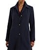 Lauren Ralph Lauren Solid Crepe Notch Collar Single Breasted Coat, Color:Midnight - Image 3