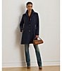 Lauren Ralph Lauren Solid Crepe Notch Collar Single Breasted Coat, Color:Midnight - Image 4