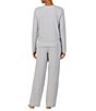 Lauren Ralph Lauren Solid Long Sleeve Crew Neck Herringbone Knit Cotton Pant Pajama Set - Image 2