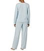Lauren Ralph Lauren Solid Long Sleeve Crew Neck Herringbone Knit Cotton Pant Pajama Set - Image 2