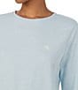 Lauren Ralph Lauren Solid Long Sleeve Crew Neck Herringbone Knit Cotton Pant Pajama Set - Image 3