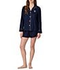Lauren Ralph Lauren Solid Long Sleeve Notch Collar Woven Cotton Boxer Pajama Set - Image 1