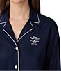 Lauren Ralph Lauren Solid Long Sleeve Notch Collar Woven Cotton Boxer Pajama Set - Image 3
