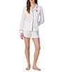 Lauren Ralph Lauren Solid Long Sleeve Notch Collar Woven Cotton Boxer Pajama Set - Image 1