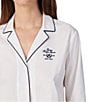 Lauren Ralph Lauren Solid Long Sleeve Notch Collar Woven Cotton Boxer Pajama Set - Image 3