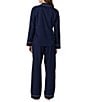 Lauren Ralph Lauren Solid Long Sleeve Notch Collar Woven Cotton Pant Pajama Set - Image 2