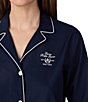 Lauren Ralph Lauren Solid Long Sleeve Notch Collar Woven Cotton Pant Pajama Set - Image 3