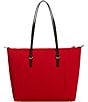 Lauren Ralph Lauren Solid Nylon Medium Gold Hardware Keaton Tote Bag, Color:Festive Red - Image 2