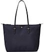 Lauren Ralph Lauren Solid Nylon Medium Gold Hardware Keaton Tote Bag, Color:Navy - Image 1